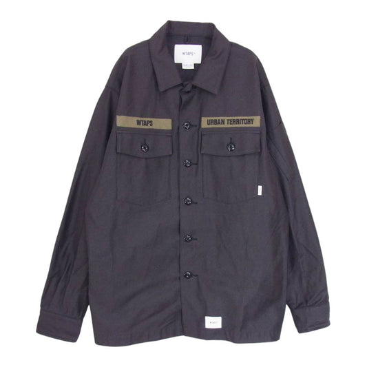 WTAPS ダブルタップス 20AW 202BRDT-SHM01 BUDS LS COTTON SATIN ミリタリー バッツ ロング スリーブ コットン サテン シャツ ジャケット チャコール系 02【中古】