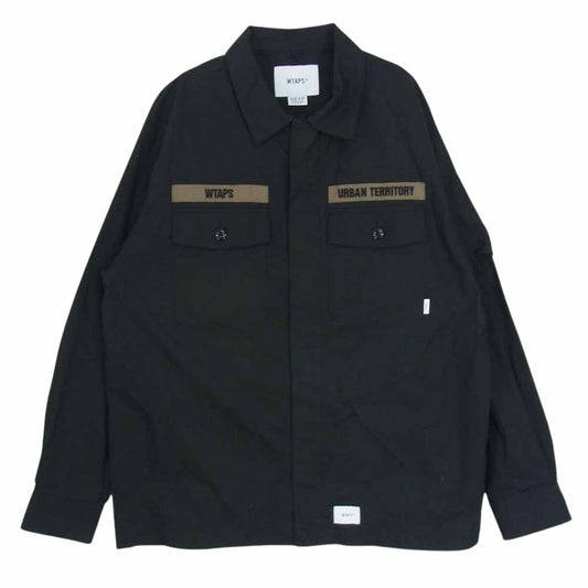 WTAPS ダブルタップス 21SS 211BRDT-SHM03 FLYERS LS COTTON WEATHER ミリタリー フライヤーズ コットン 長袖 シャツ ジャケット ブラック系 03【中古】