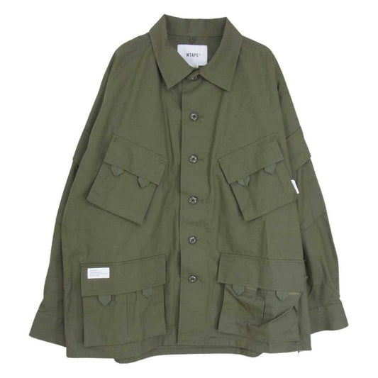 WTAPS ダブルタップス 21AW 212BRDT-SHM03 MODULAR LS COTTON RIPSTOP ミリタリー カモ 再構築 モジュラー コットン リップストップ 長袖 シャツ ジャケット カーキ系 02【美品】【中古】