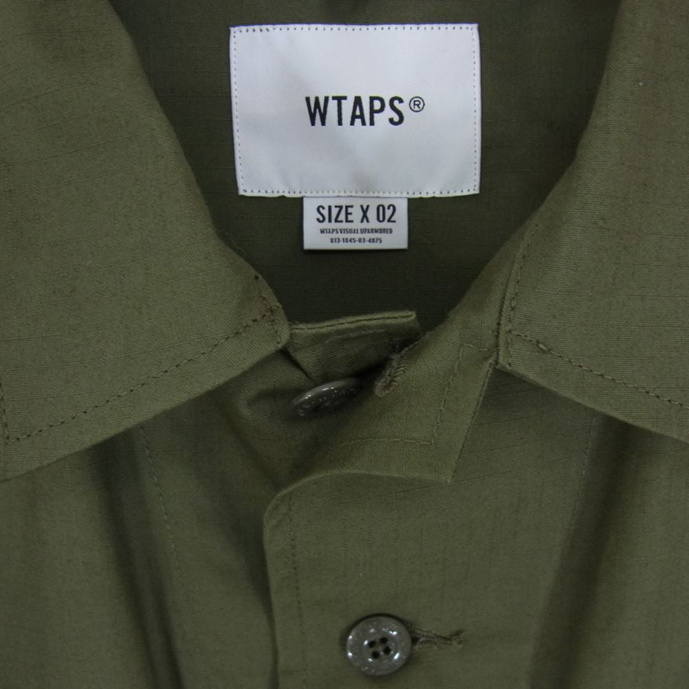 WTAPS ダブルタップス 21AW 212BRDT-SHM03 MODULAR LS COTTON RIPSTOP ミリタリー カモ 再構築 モジュラー コットン リップストップ 長袖 シャツ ジャケット カーキ系 02【美品】【中古】