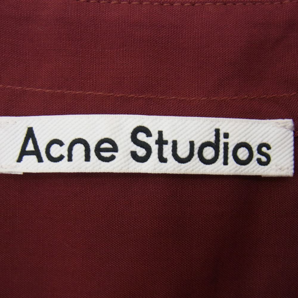 ACNE STUDIOS アクネストゥディオズ 21AW FN-MN-SHIR000439 オーバーサイズ 長袖 シャツ ロゴ 刺繍 エンジ系 46【中古】