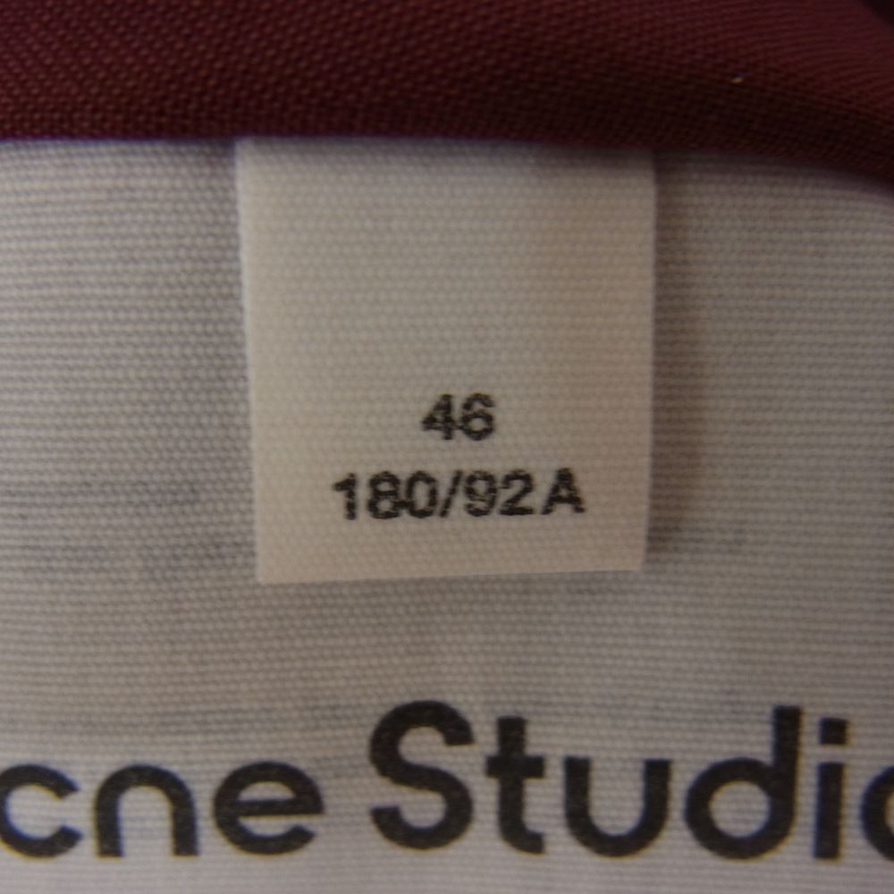 ACNE STUDIOS アクネストゥディオズ 21AW FN-MN-SHIR000439 オーバーサイズ 長袖 シャツ ロゴ 刺繍 エンジ系 46【中古】