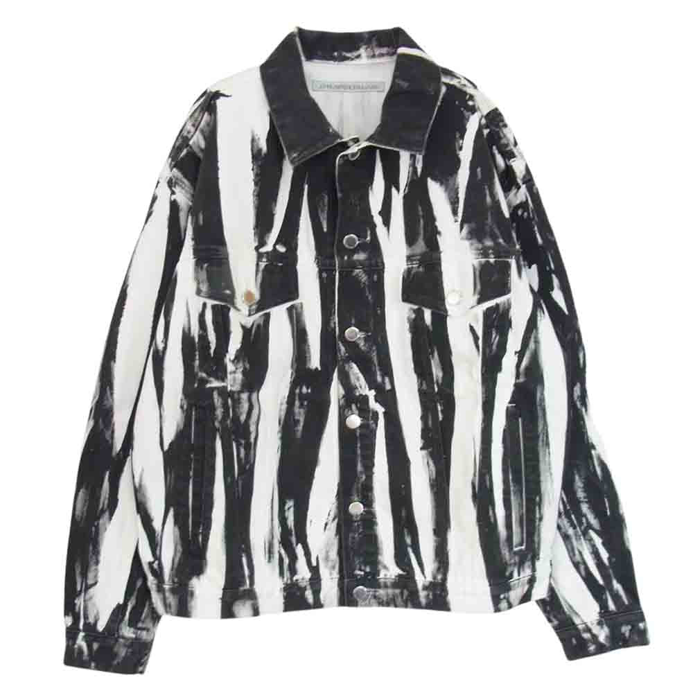 JOHN LAWRENCE SULLIVAN ジョンローレンスサリバン 1B020-0321-34 WRINKLE PRINT DENIM JACKET プリント デニム ジャケット ブラック ホワイト ブラック系 46【中古】