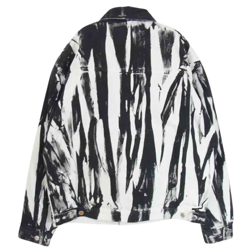 JOHN LAWRENCE SULLIVAN ジョンローレンスサリバン 1B020-0321-34 WRINKLE PRINT DENIM JACKET プリント デニム ジャケット ブラック ホワイト ブラック系 46【中古】