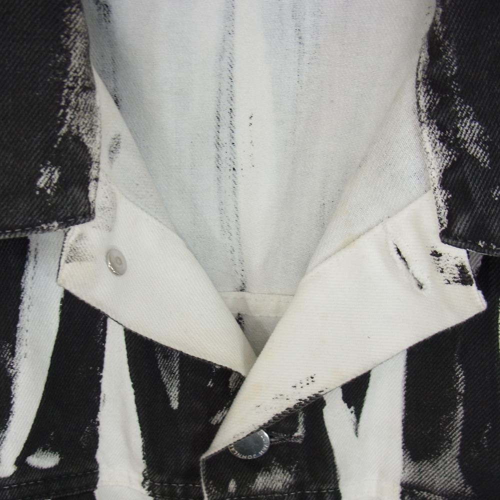 JOHN LAWRENCE SULLIVAN ジョンローレンスサリバン 1B020-0321-34 WRINKLE PRINT DENIM JACKET プリント デニム ジャケット ブラック ホワイト ブラック系 46【中古】