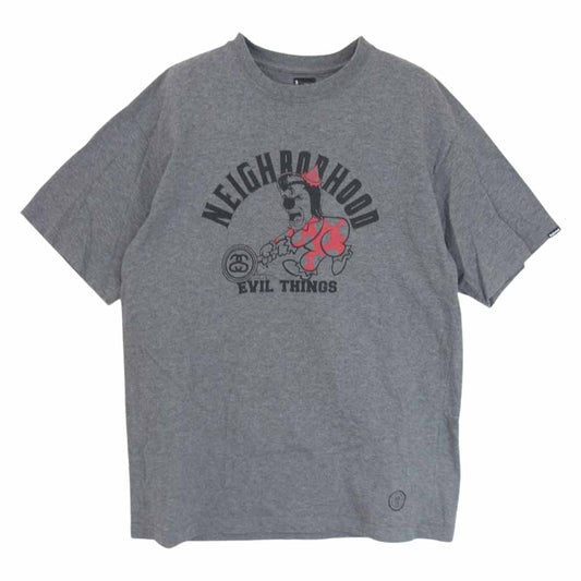 NEIGHBORHOOD ネイバーフッド × STUSSY 15TH ANNIVERSARY’EVIL THINGS プリント 半袖 TEE Tシャツ  グレー系 3【中古】