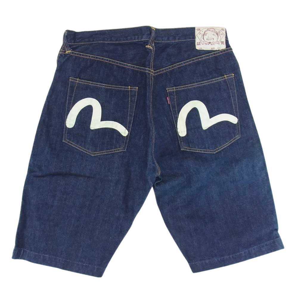 EVISU エヴィス 7001 カモメ ペイント 赤耳 ショート デニム パンツ インディゴブルー系 36【中古】