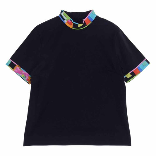 LEONARD レオナール SPORT スポーツ 襟切替 ハイネック Tシャツ ブラック ブラック系 L【中古】