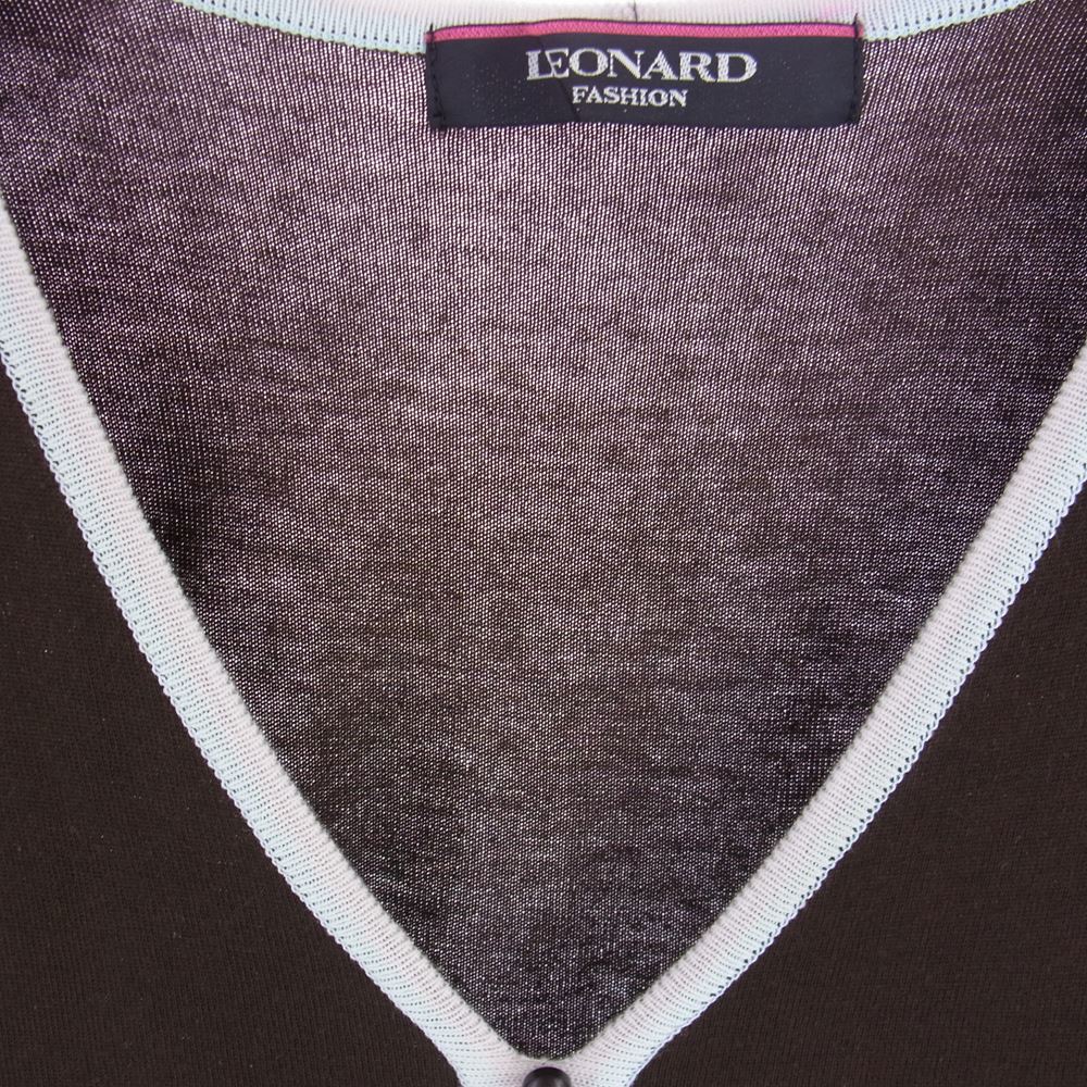 LEONARD レオナール ニット シースルー 半袖 花柄 ワンピース マルチカラー系 40【中古】