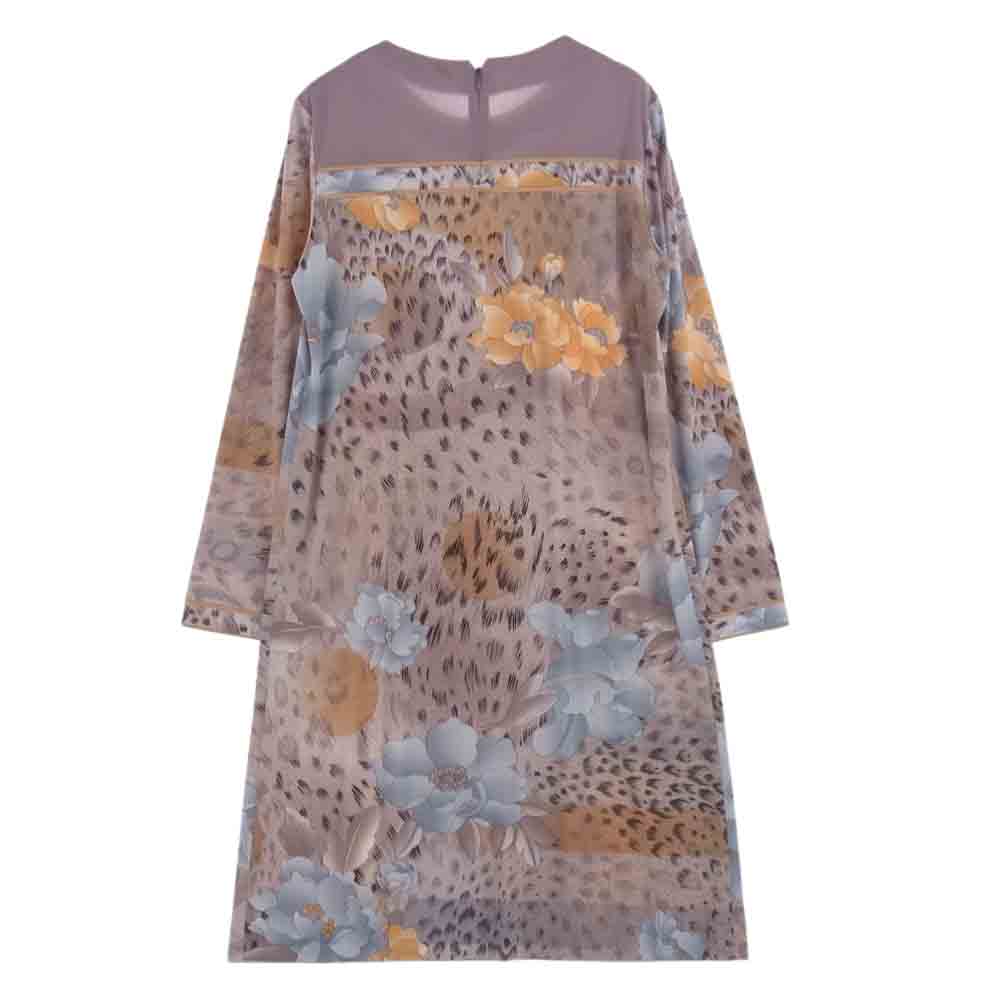 LEONARD レオナール 0160214H 花柄 長袖 ワンピース ブラウン系 40【極上美品】【中古】