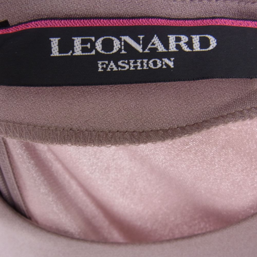 LEONARD レオナール 0160214H 花柄 長袖 ワンピース ブラウン系 40【極上美品】【中古】