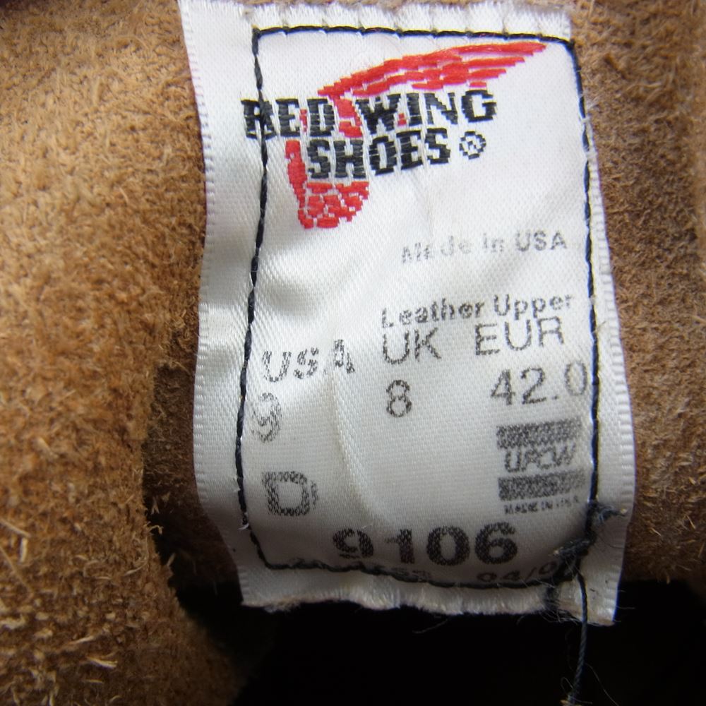 RED WING レッドウィング 9106 CLASSIC WORK IRISH SETTER クラシック アイリッシュセッター ワークブーツ ブラウン系 27.0cm【中古】