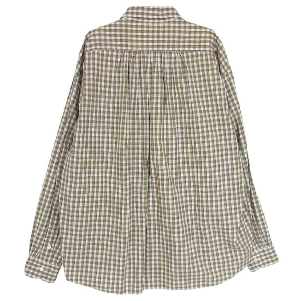PORTER CLASSIC ポータークラシック ギンガムチェック ロールアップ 長袖 シャツ カーキ系 L【中古】