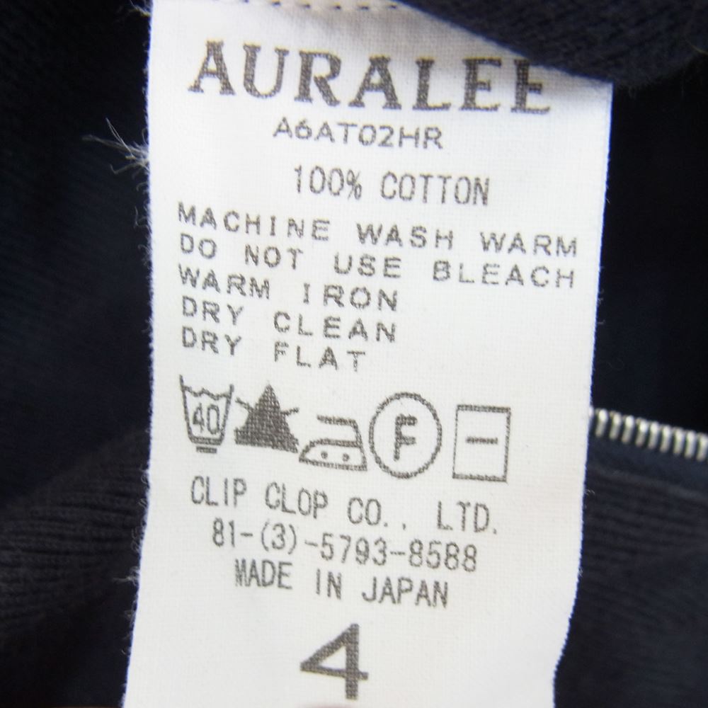 AURALEE オーラリー  16AW  A6AT02HR HEAVY RIB HALF-ZIP L/S TEE ヘビーリブハーフジップロングスリーブ Tシャツ カットソー ブラック系 4【中古】