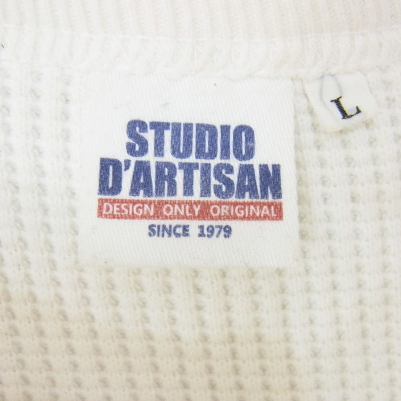 STUDIO D’ARTISAN ステュディオダルチザン ヘンリーネック サーマル カットソー ホワイト系 L【中古】