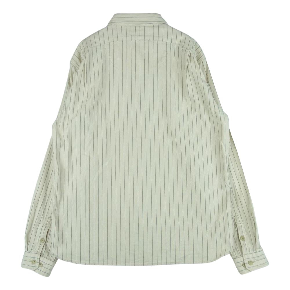 ORGUEIL オルゲイユ OR-5051A Stripe Work Shirt ストライプ ワーク 長袖 シャツ コットン 日本製 オフホワイト系 ライトベージュ系 40【中古】