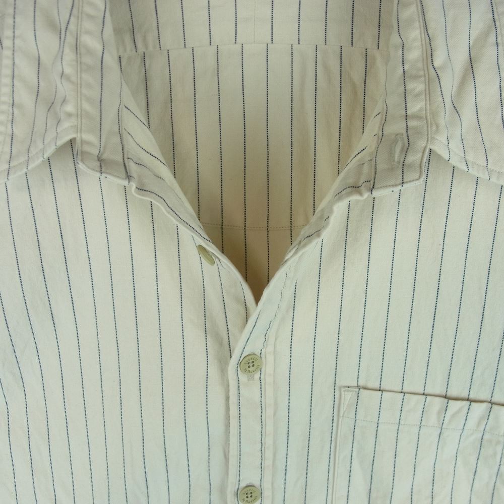 ORGUEIL オルゲイユ OR-5051A Stripe Work Shirt ストライプ ワーク 長袖 シャツ コットン 日本製 オフホワイト系 ライトベージュ系 40【中古】