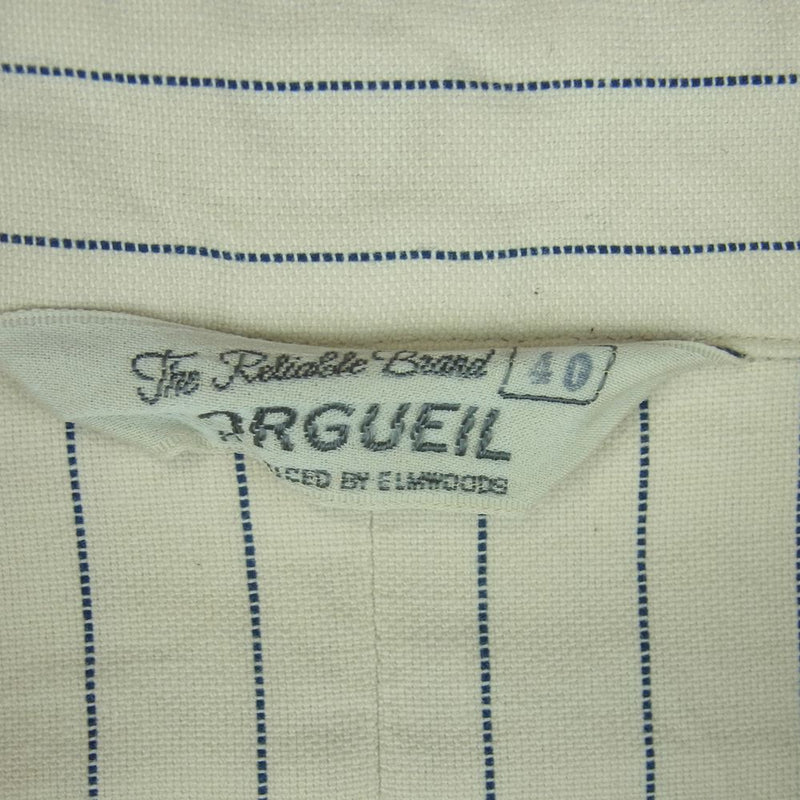 ORGUEIL オルゲイユ OR-5051A Stripe Work Shirt ストライプ ワーク 長袖 シャツ コットン 日本製 オフホワイト系  ライトベージュ系 40【中古】
