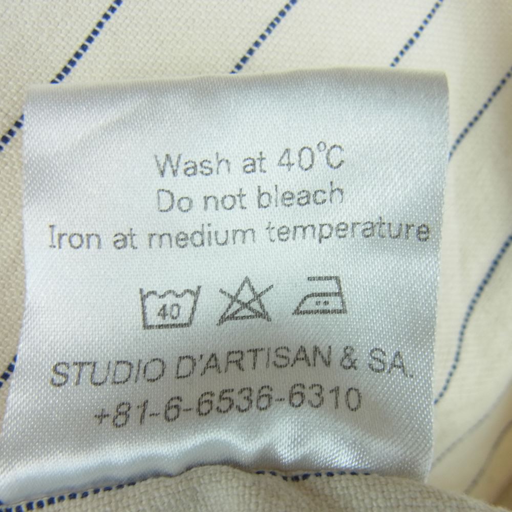 ORGUEIL オルゲイユ OR-5051A Stripe Work Shirt ストライプ ワーク 長袖 シャツ コットン 日本製 オフホワイト系 ライトベージュ系 40【中古】