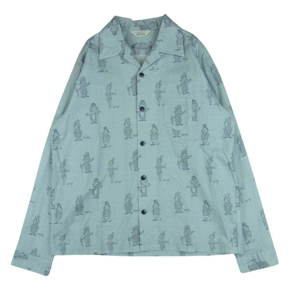 ORGUEIL オルゲイユ OR-5057 Long Sleeve Open Collar Shirt オープンカラー 長袖 シャツ ライトブルー系 グレイッシュライトブルー系 40【中古】