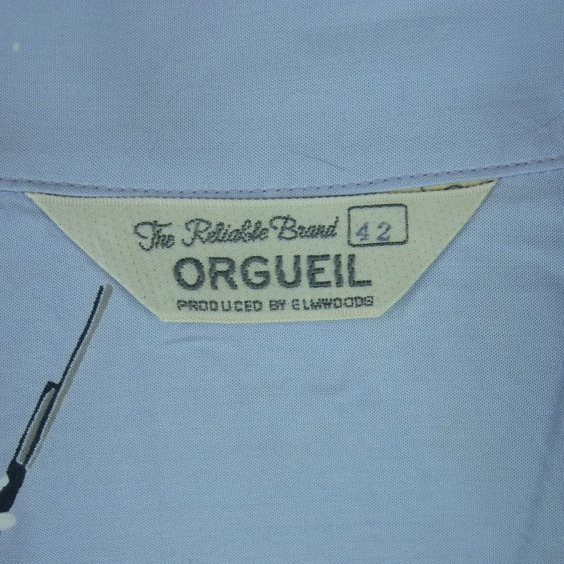 ORGUEIL オルゲイユ OR-5075 レーヨン ハワイアン シャツ オープンカラー 半袖 ライトブルー系 42【新古品】【未使用】【中古】