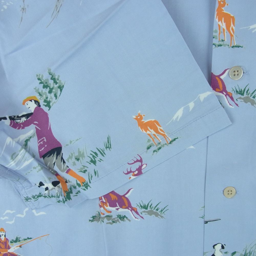 ORGUEIL オルゲイユ OR-5075 レーヨン ハワイアン シャツ オープンカラー 半袖 ライトブルー系 42【新古品】【未使用】【中古】