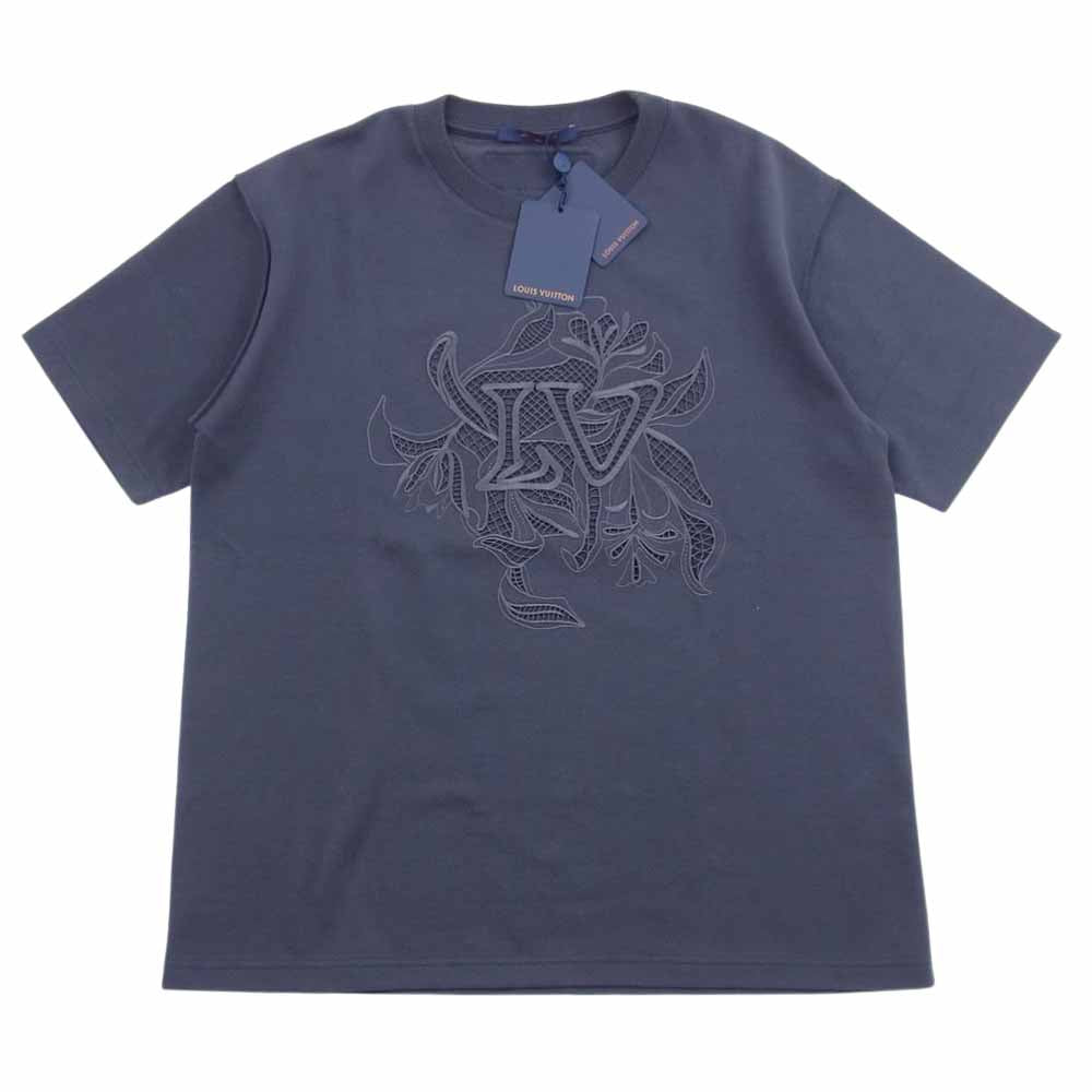 LOUIS VUITTON ルイ・ヴィトン 1A7QFP VEGETAL LACE EMBROIDERY T-SHIRT ヴェジェトゥル レース エンブロイダリー レース 刺繍 Tシャツ ダークグレー系【中古】