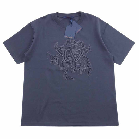 LOUIS VUITTON ルイ・ヴィトン 1A7QFP VEGETAL LACE EMBROIDERY T-SHIRT ヴェジェトゥル レース エンブロイダリー レース 刺繍 Tシャツ ダークグレー系【中古】