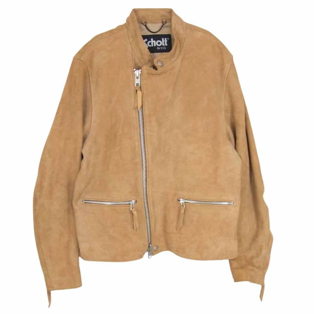 schott ショット 3191056 スウェード 羊革 レザー ライダース ジャケット ブラウン系 38【中古】