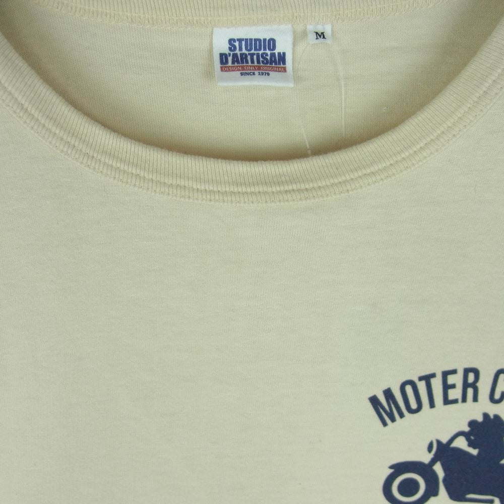 STUDIO D’ARTISAN ステュディオダルチザン 8077B MOTOR CYCLES キャラクター プリント 長袖 Ｔシャツ ベージュ系 M【中古】
