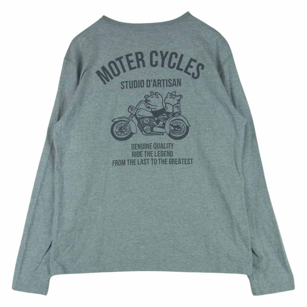 STUDIO D’ARTISAN ステュディオダルチザン 8077B MOTOR CYCLES キャラクター プリント 長袖 Ｔシャツ グレー系 M【美品】【中古】