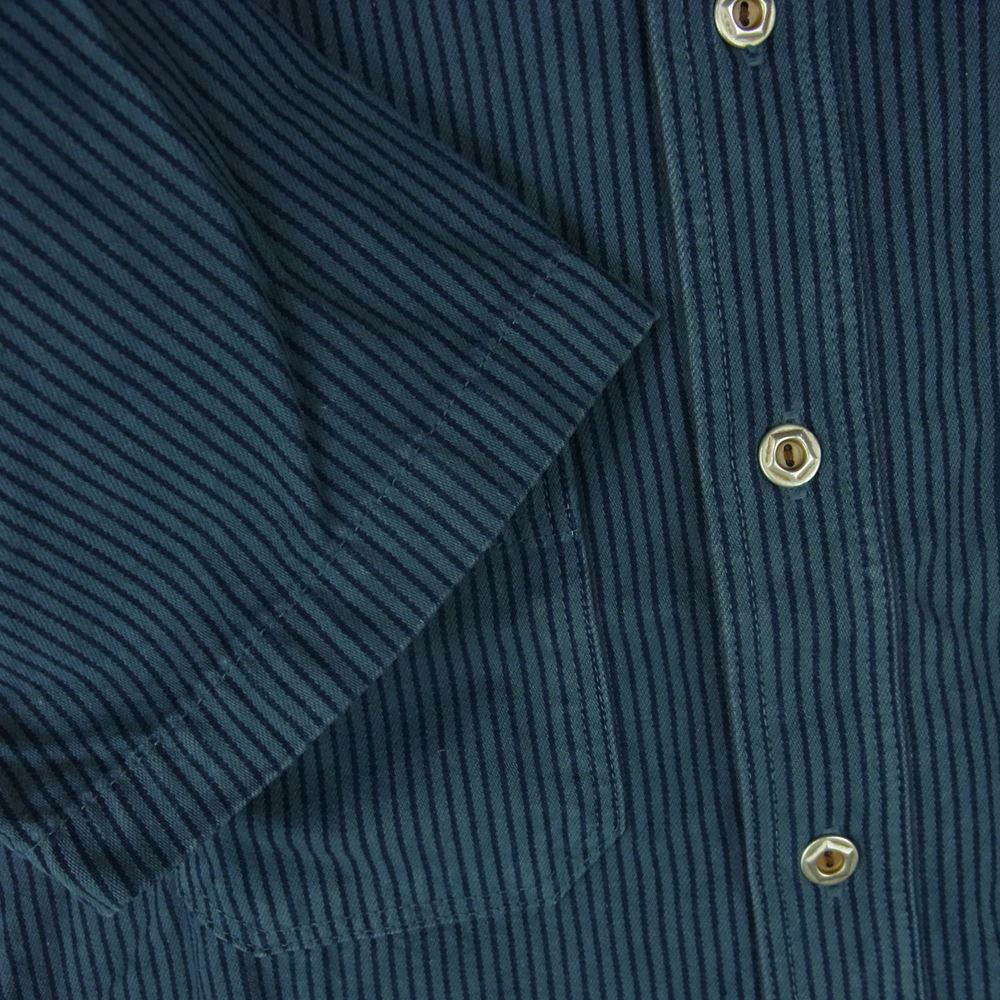 STUDIO D’ARTISAN ステュディオダルチザン 5653 レイルロード ヒッコリー 半袖 ストライプ ワーク シャツ ネイビー系 NY 38【中古】