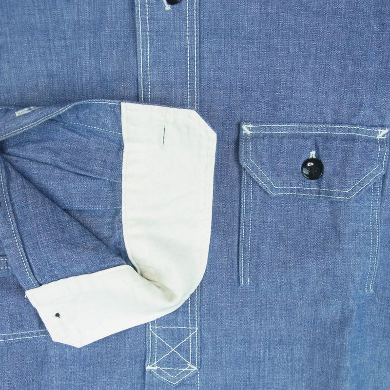 STUDIO D’ARTISAN ステュディオダルチザン 5333A Chambray Shirts シャンブレー ワーク 長袖 シャツ インディゴブルー系 BL 38【美品】【中古】