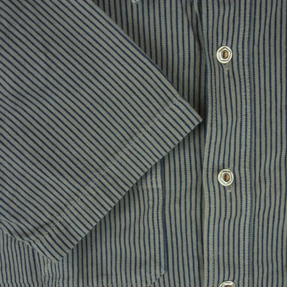 STUDIO D’ARTISAN ステュディオダルチザン 5653 レイルロード ヒッコリー 半袖 ストライプ ワーク シャツ グレー系 GY 38【美品】【中古】