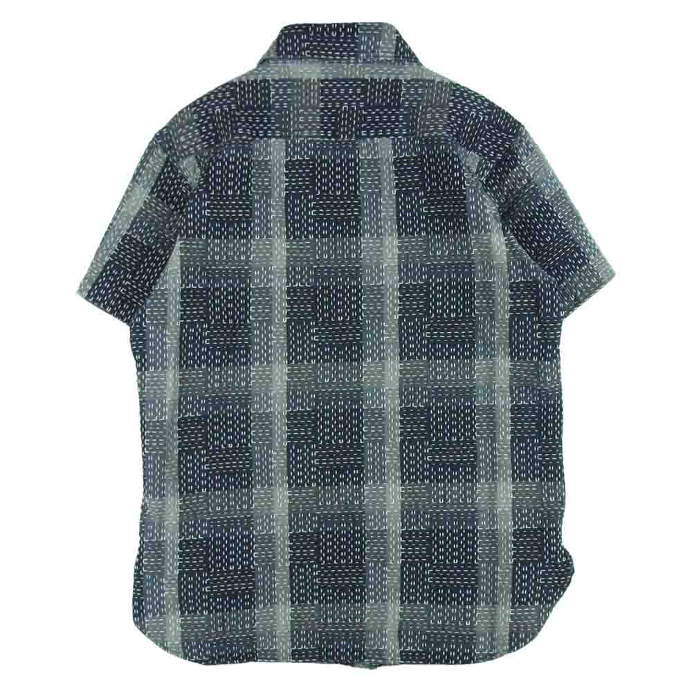 STUDIO D’ARTISAN ステュディオダルチザン 5667 NORAGI SASHIKO 野良着 刺し子 ジャガード 半袖 ワーク シャツ グレー系 ブラック系 BK 38【美品】【中古】