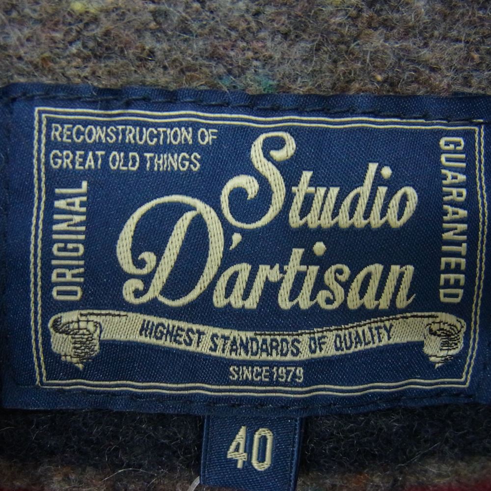 STUDIO D’ARTISAN ステュディオダルチザン D4187 DENIM RANCH JACKET カセ染め ブラウンケット デニム ランチ ジャケット インディゴブルー系 40【中古】