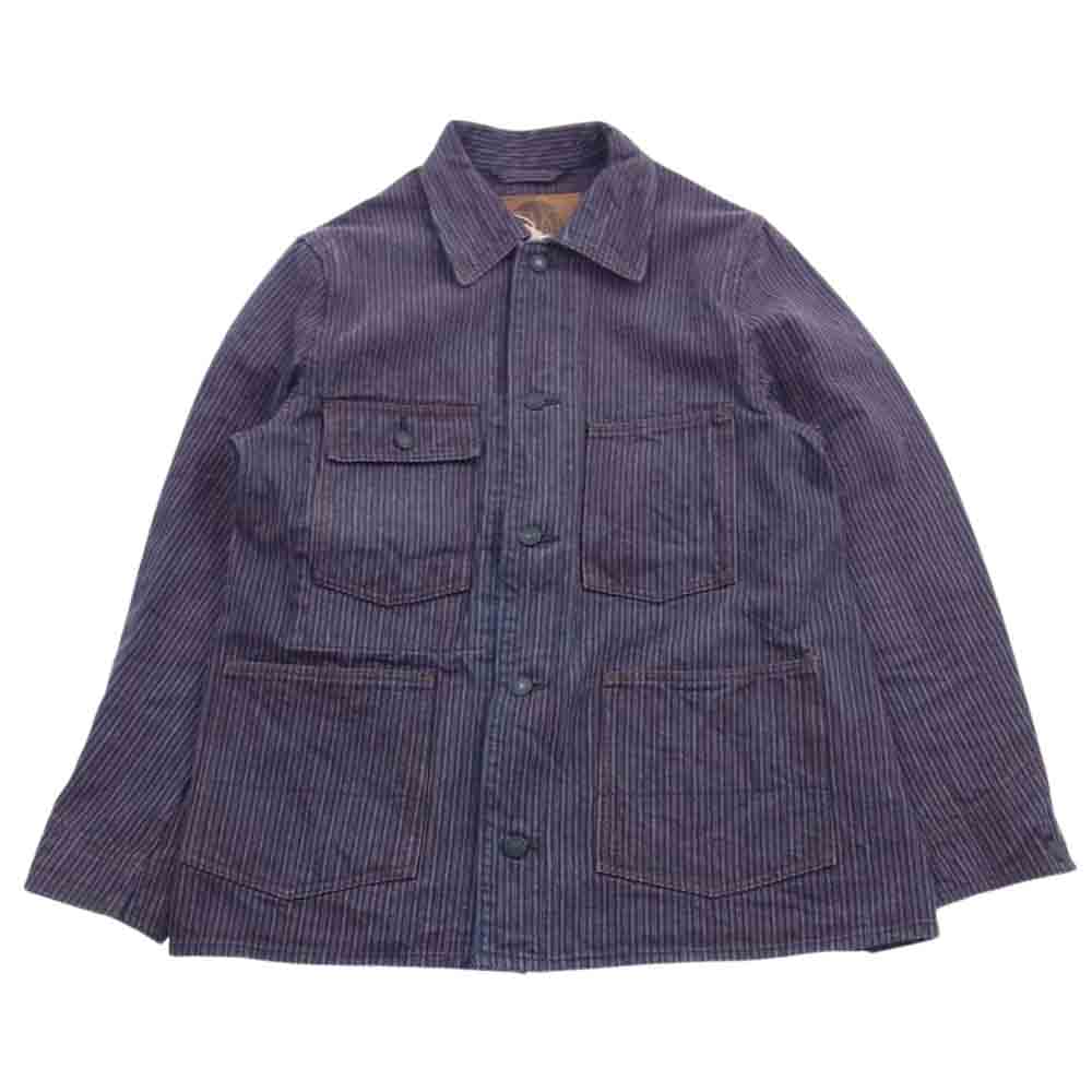 STUDIO D’ARTISAN ステュディオダルチザン 4524 1831 KAKISHIBU DENIM HICKORY COVERALL 柿渋デニム ランダム ヒッコリー カバーオールジャケット パンツ セットアップ ブラウン系 38 パンツ32【美品】【中古】