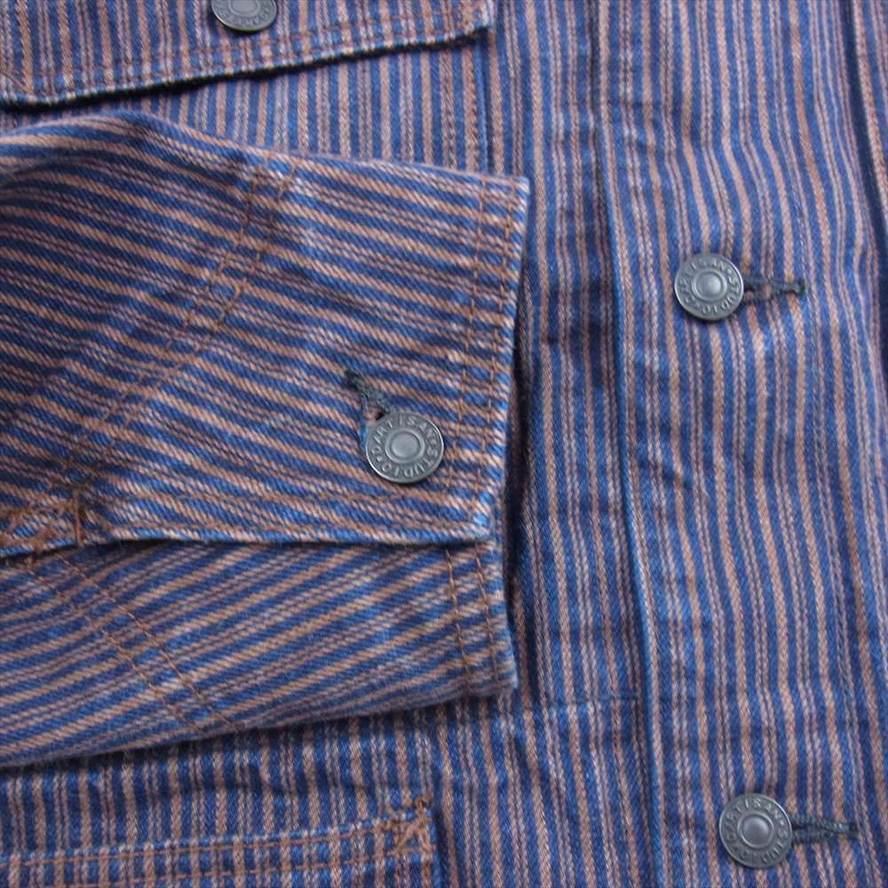 STUDIO D’ARTISAN ステュディオダルチザン 4524 1831 KAKISHIBU DENIM HICKORY COVERALL 柿渋デニム ランダム ヒッコリー カバーオールジャケット パンツ セットアップ ブラウン系 38 パンツ32【美品】【中古】