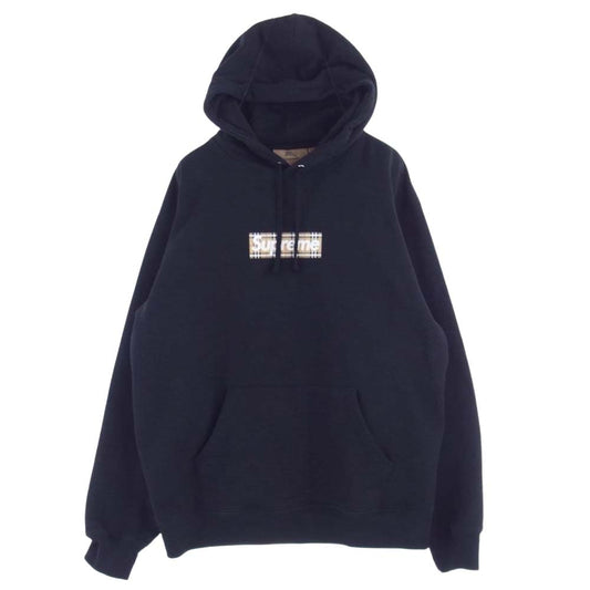 Supreme シュプリーム 22SS Burberry Box Logo Hooded Sweatshirt バーバリー ボックス ロゴ フーディー スウェットシャツ ブラック系 L【中古】