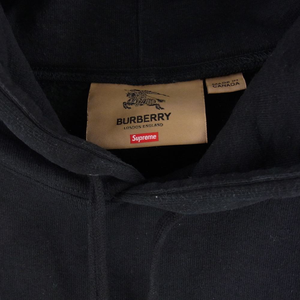 Supreme シュプリーム 22SS Burberry Box Logo Hooded Sweatshirt バーバリー ボックス ロゴ フーディー スウェットシャツ ブラック系 L【中古】