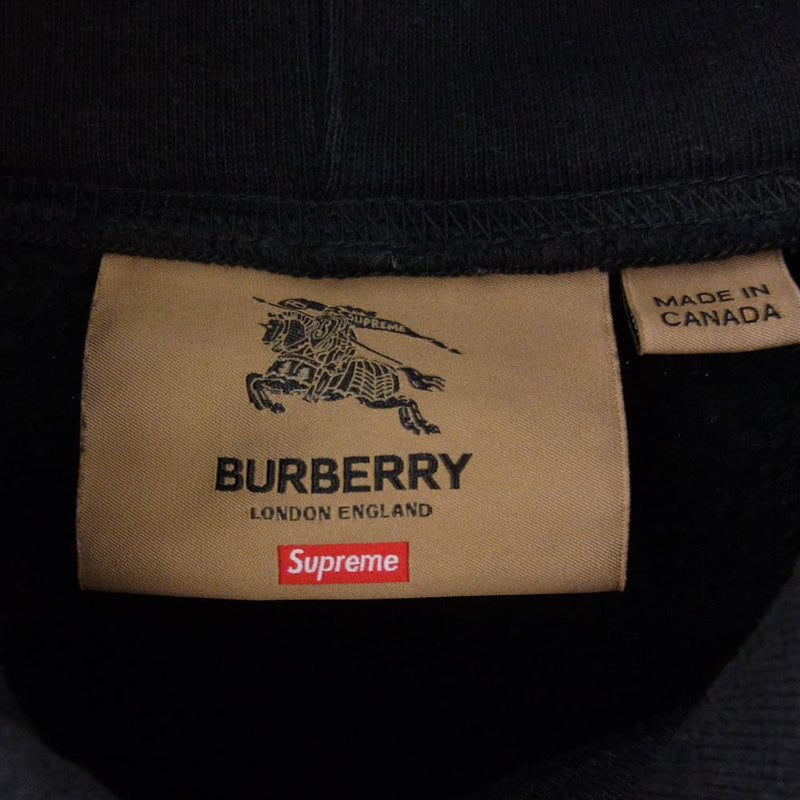 Supreme シュプリーム 22SS Burberry Box Logo Hooded Sweatshirt バーバリー ボックス ロゴ フーディー  スウェットシャツ ブラック系 L【中古】