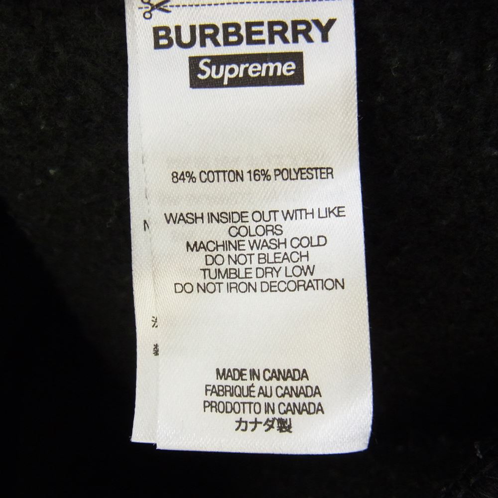 Supreme シュプリーム 22SS Burberry Box Logo Hooded Sweatshirt バーバリー ボックス ロゴ フーディー スウェットシャツ ブラック系 L【中古】