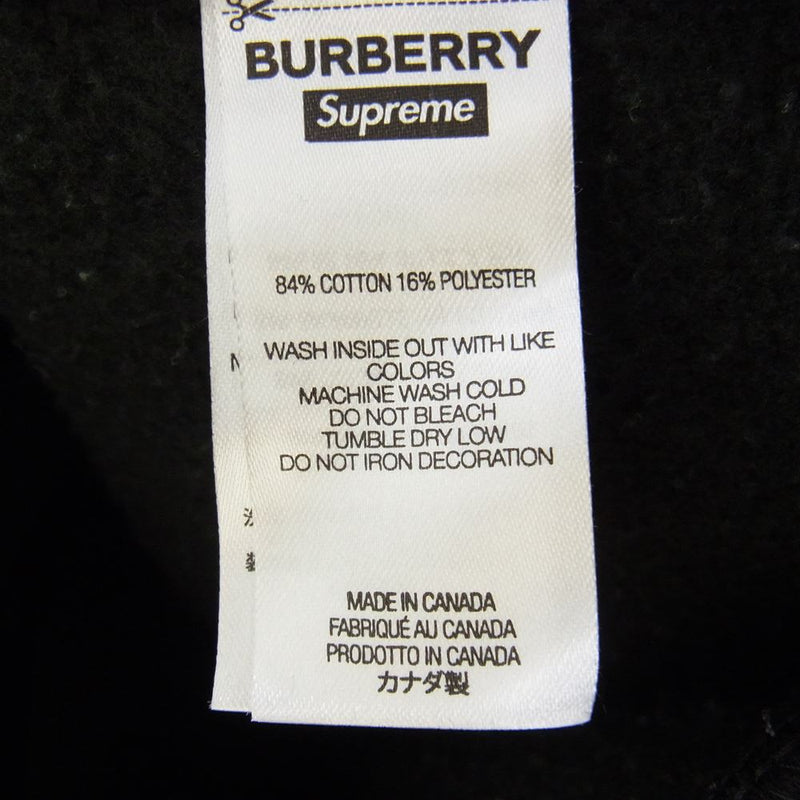 Supreme シュプリーム 22SS Burberry Box Logo Hooded Sweatshirt バーバリー ボックス ロゴ フーディー スウェットシャツ ブラック系 L【中古】