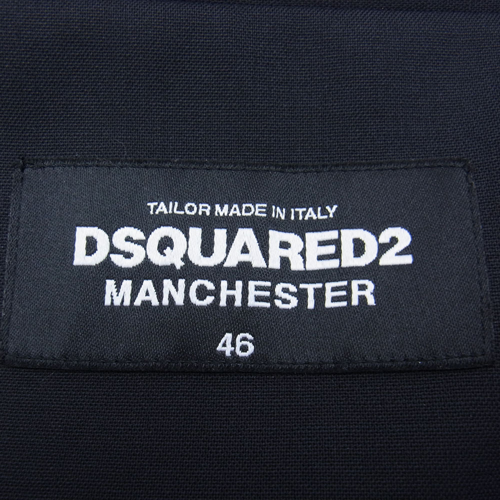 DSQUARED2 ディースクエアード S74FT0393 S40320 MANCHESTER スーツ ジャケット パンツ セットアップ ブラック系 46【美品】【中古】