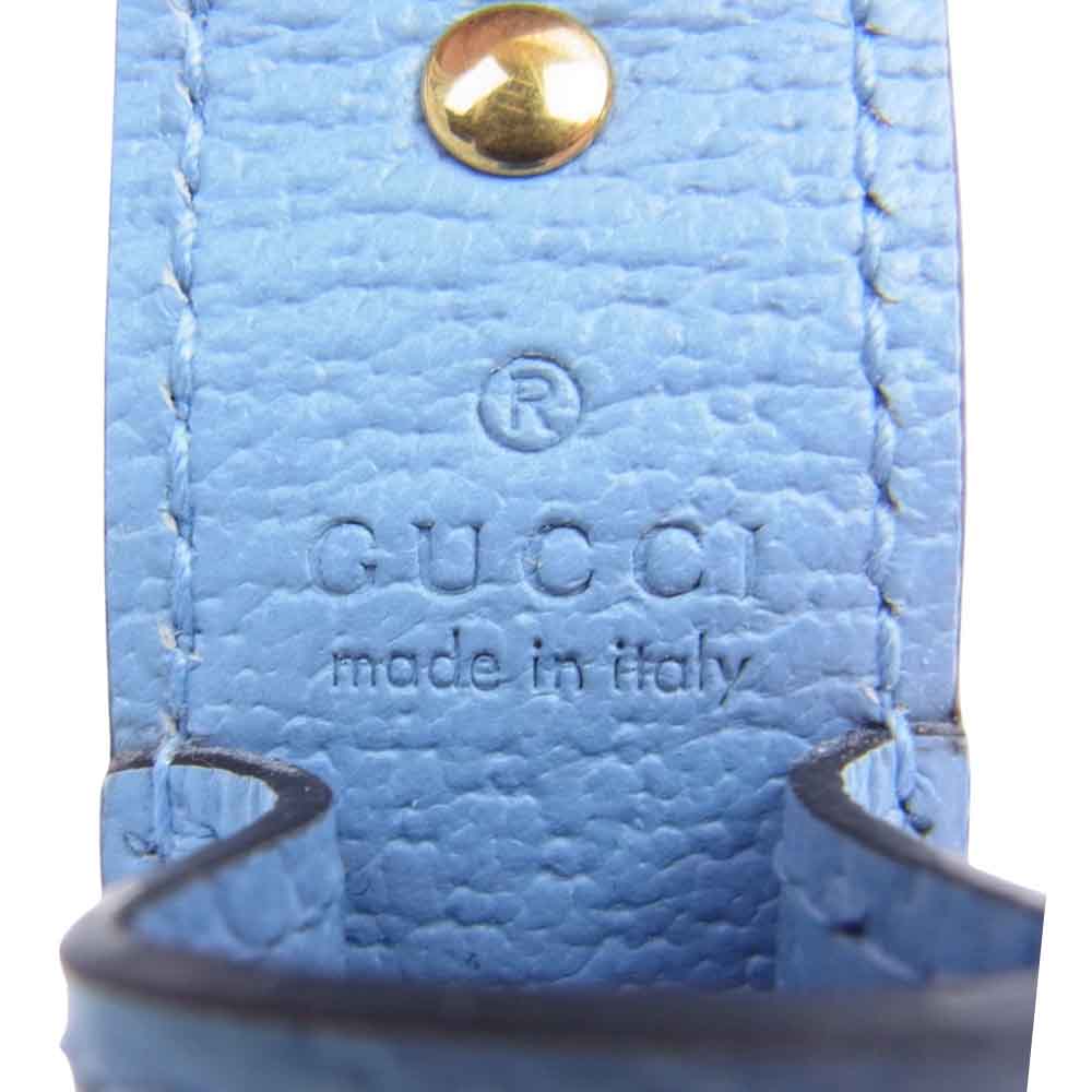 GUCCI グッチ 615997 リップスティックケース ライトブルー系【美品】【中古】