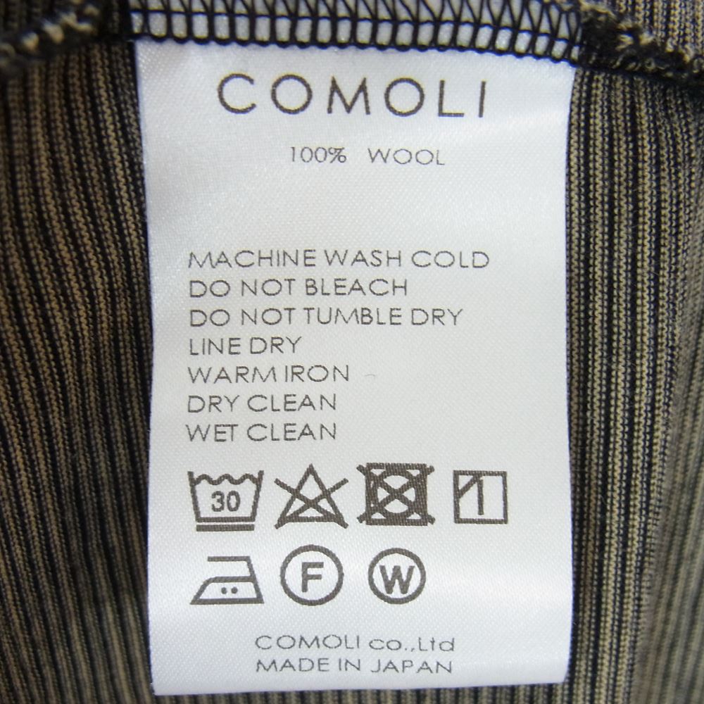COMOLI コモリ 22SS V01-05007 ウール 天竺 Tシャツ ボーダー 3【美品】【中古】