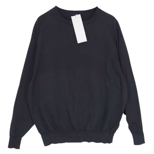 COMOLI コモリ 22SS V01-06013  18G 製品染 クルーネック ニット ブラック系 FREE【美品】【中古】