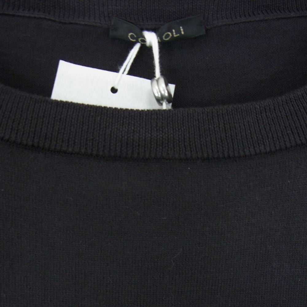 COMOLI コモリ 22SS V01-06013  18G 製品染 クルーネック ニット ブラック系 FREE【美品】【中古】
