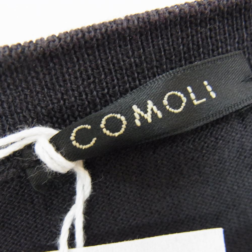 COMOLI コモリ 22SS V01-06013  18G 製品染 クルーネック ニット ブラック系 FREE【美品】【中古】
