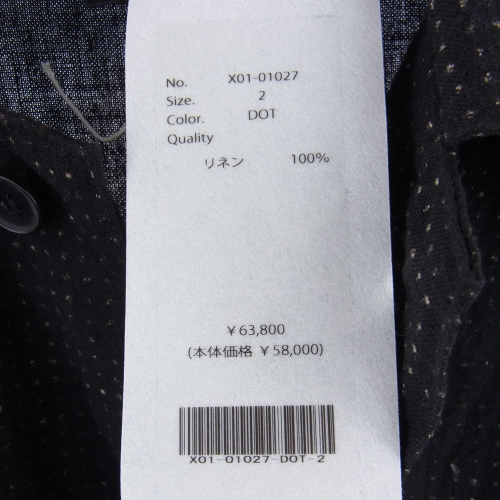 COMOLI コモリ 23SS X01-01027 リネンドット シャツジャケット ブラック系 2【美品】【中古】
